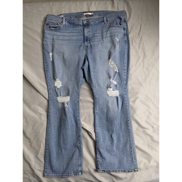 Levis Jeans 725 High Rise Bootcut Light Wash Distressed Womens Size 26W - Picture 1 of 12